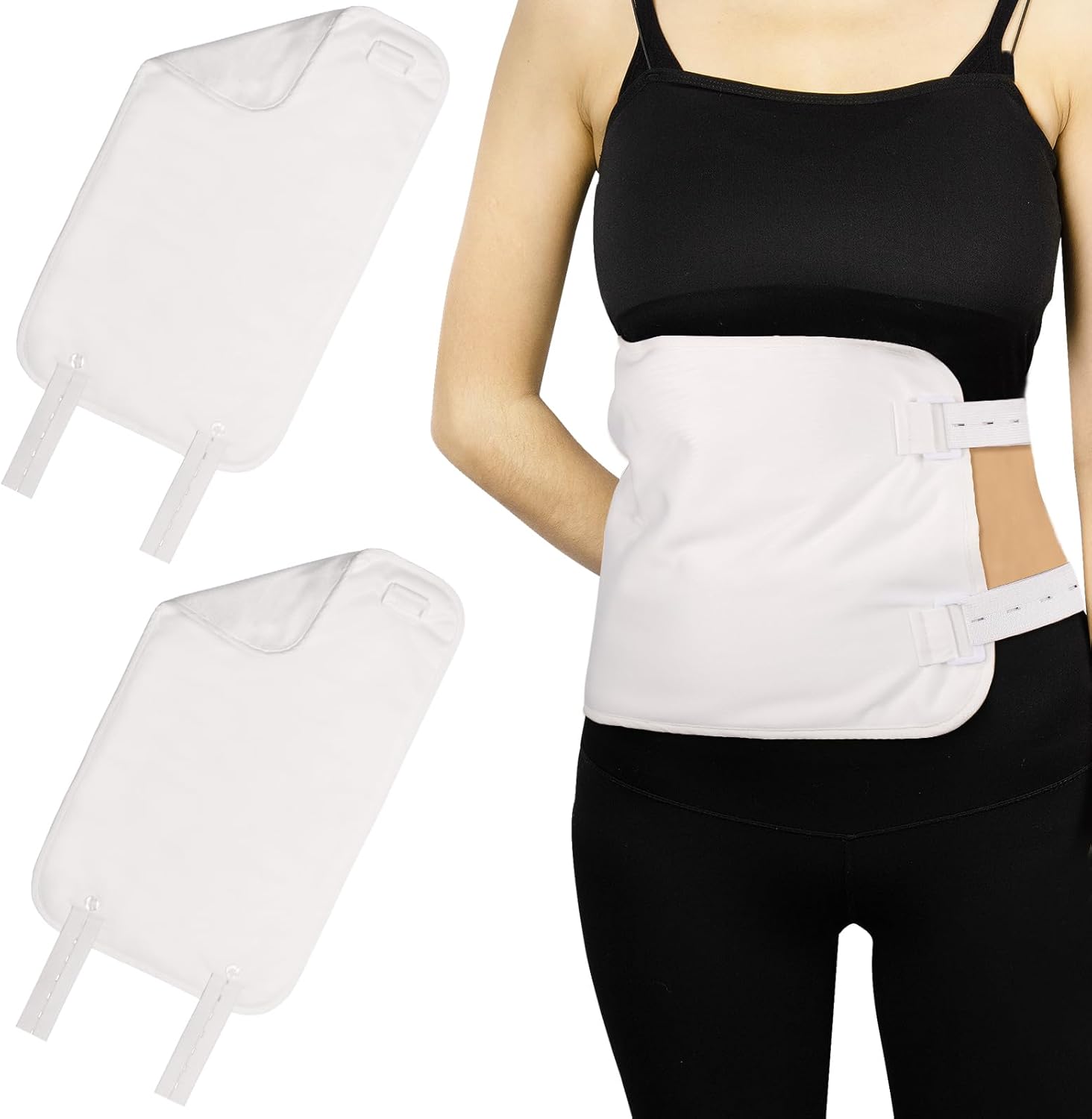 2Pcs Castor Oil Pack Wrap- Reusable Organic Castor Oil Pack Kit for Liver Detox Women Gift- Castor Oil Pack Compress with Storage Bag for Constipation Inflammation Aid Sleep, White, Oil Not Included