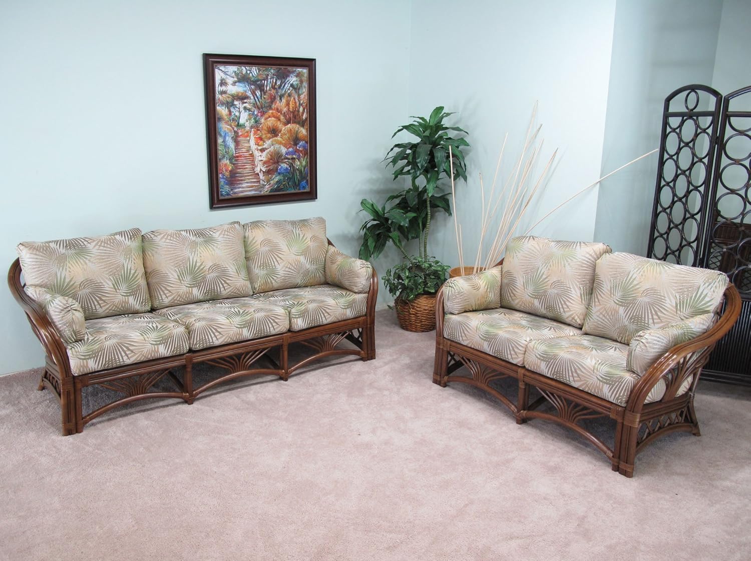 Rattan Sofa and Loveseat Set