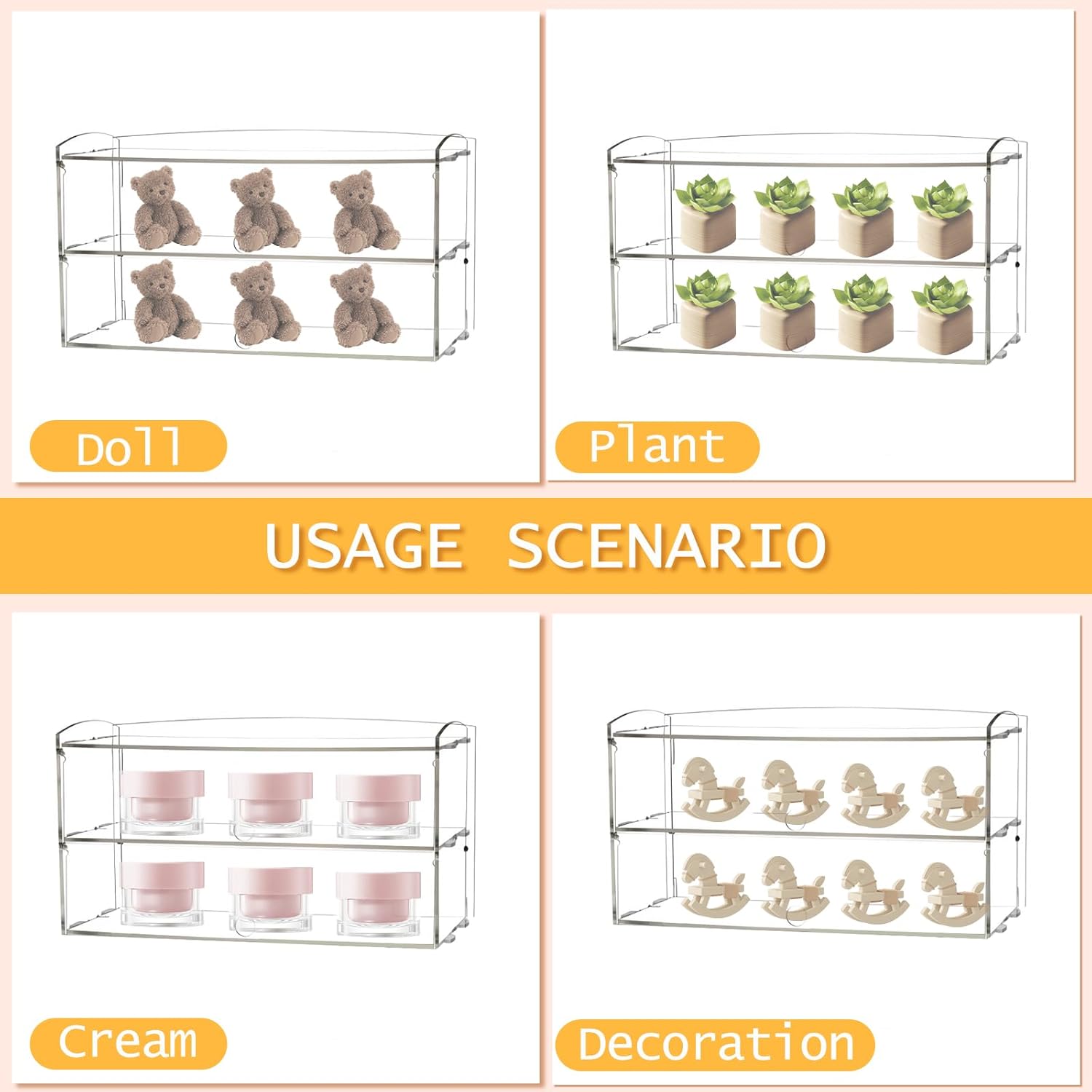 Acrylic Pastry Display Case, 2 Tray Commercial Countertop Bakery Display Case , 19.2x9x10.5 inch Acrylic Bread Display Box