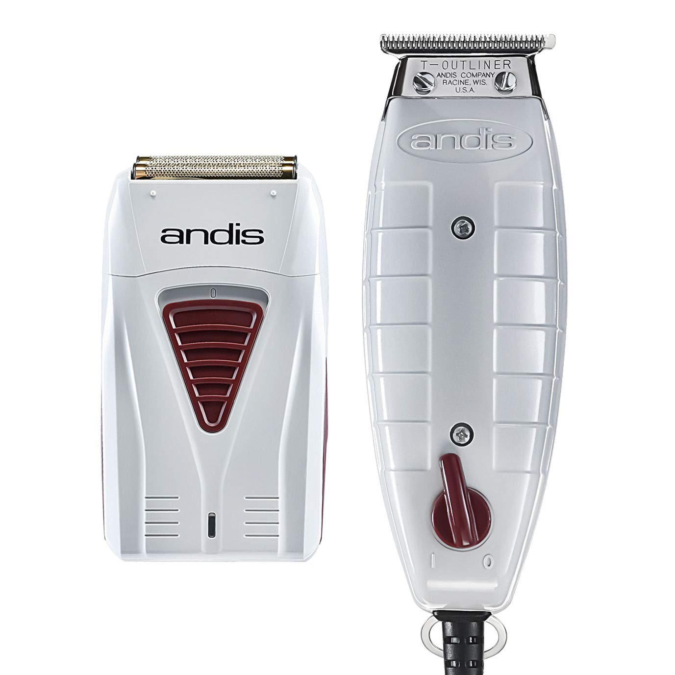 Andis Professional Finishing Combo, T-Outliner Beard/Hair Trimmer with T-Blade, Gray, Model GTO - Cordless Mens Lithium Battery Titanium Foil Shaver (17195) - Bundled with BeauWis Brush