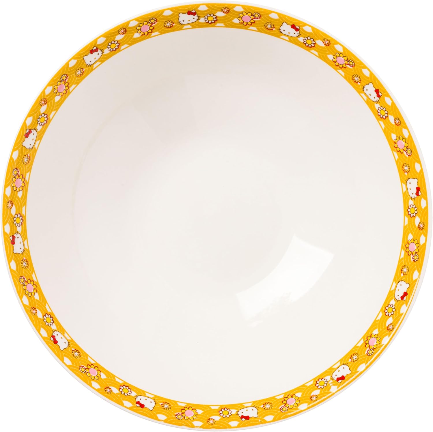 Silver Buffalo Sanrio Hello Kitty Pink and Gold Japanese Pattern with Flowers Ceramic Ramen Noodle Rice Bowl with Chopsticks, Microwave Safe, 30 Ounces