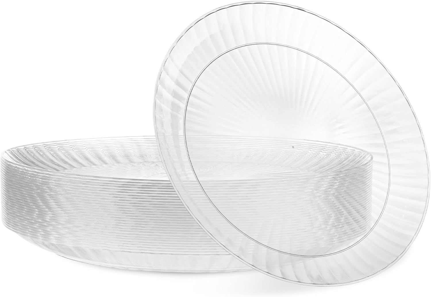 PLASTICPRO 30 Pack Crystal Like Clear Disposable 10 inch Plastic Plates Dinner Dishes Plates for Special Occasions Parties