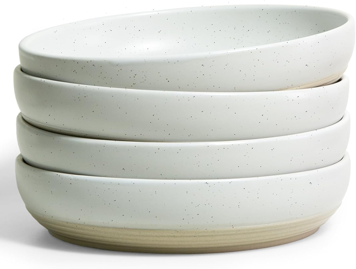 Pasta Bowls Set of 4,Ceramic Flat Pasta Bowls Ceramic Serving Bowls,Dinner Bowls,Stoneware Bowl Plates Set,Microwave & Dishwasher Safe