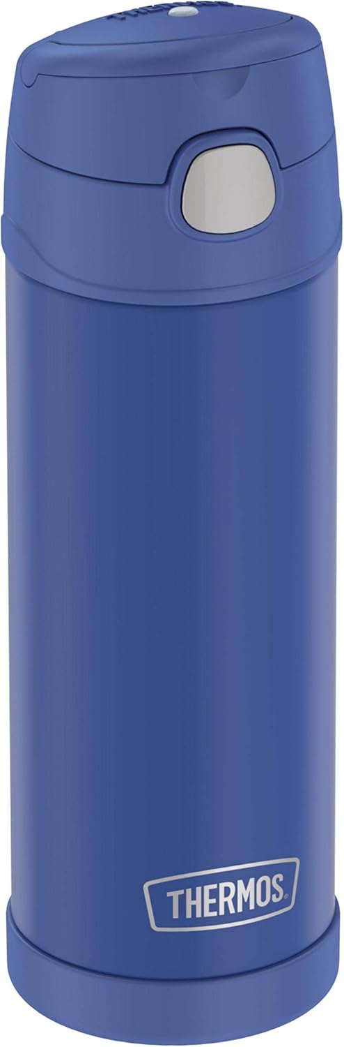 THERMOS FUNTAINER 16 Ounce Stainless Steel Vacuum Insulated Bottle with Wide Spout Lid, Periwinkle