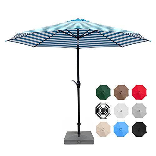 Greesum 9FT Patio Umbrella Outdoor Market Table Umbrella with Push Button Tilt, Crank and 8 Sturdy Ribs for Garden, Lawn,Backyard & Pool,Gray