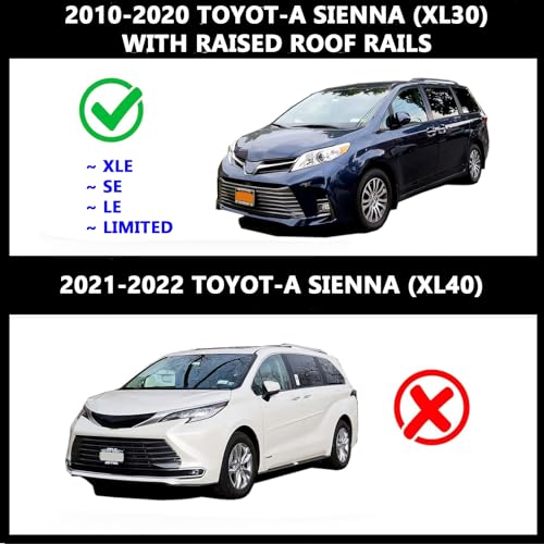 Cobra Roof Rack Crossbars Fit for 2010-2020 Sienna XL30 Raised Side Rails, Lockable Cross Bars for Rooftop Cargo Box, Bike Carrier – Silver CJ4040-8787