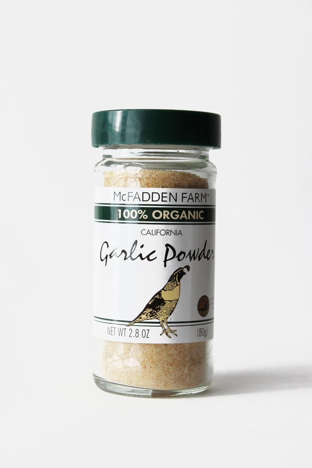 McFadden Farm Organic Garlic Powder, Grown and packed in the U.S.A., 2.8 oz. glass jar