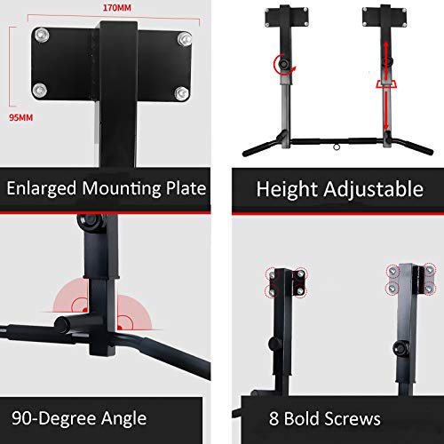 Joist Mounted Pull Up Bar Height Adjustable, Ceiling Mount Chin Up Bar, Heavy Duty Home Gym Strength Training Equipment Max Load 660lbs