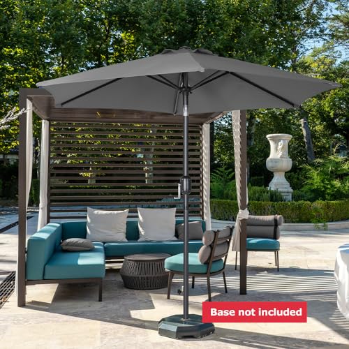 Panana 7.5FT Outdoor Patio Umbrella Table Umbrella Steel Polyester Market Umbrella Yard Umbrella with 6 Sturdy Ribs, Push Button Tilt and Crank for Deck, Garden, Backyard, Pool