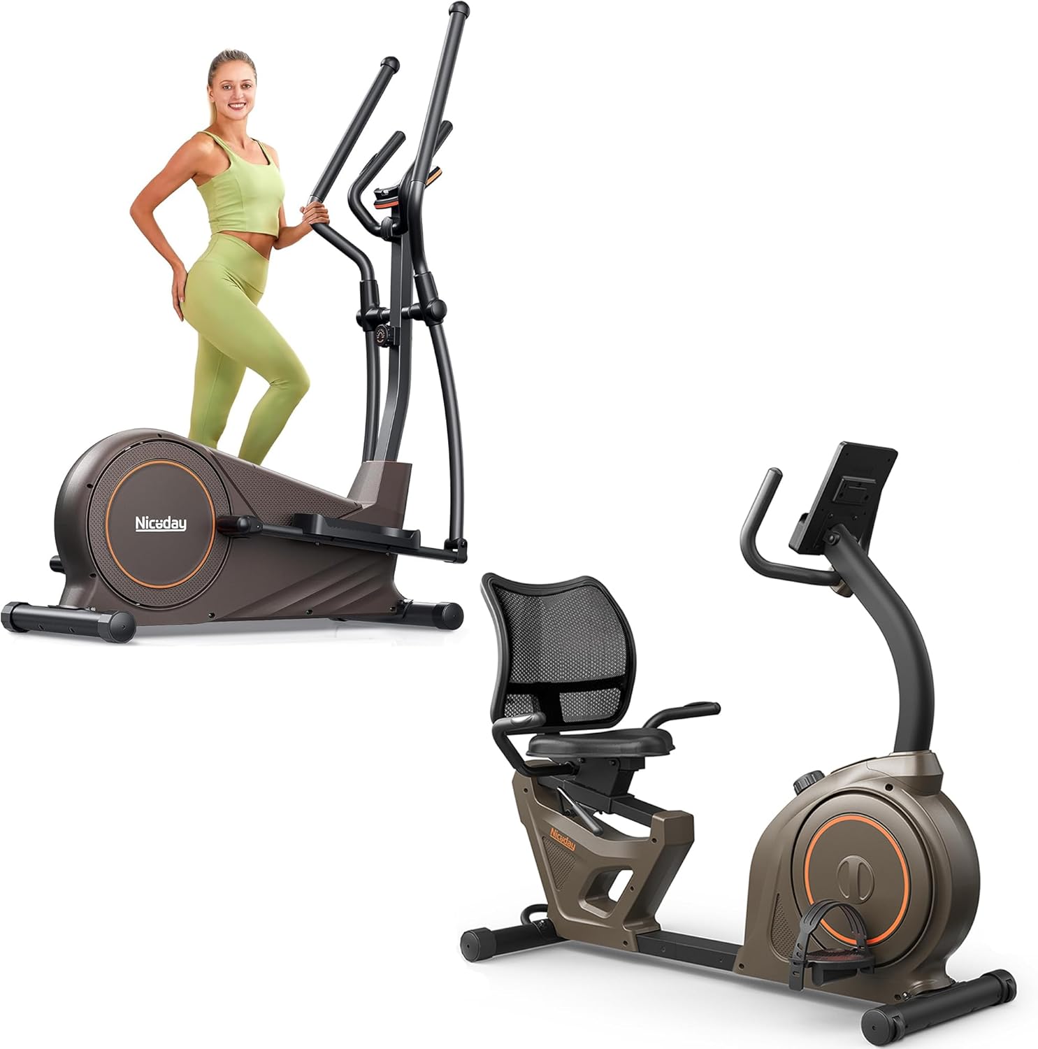 Niceday Elliptical Machine & Recumbent Exercise Bike,16 Resistance Levels and 400LB Weight Limit