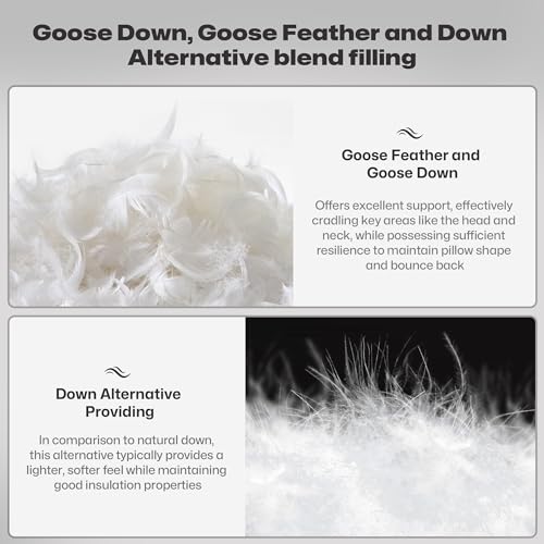 Luxury Hotel Quality Goose Feathers & Down Pillow,800 Fill Power King Size Bed Pillow 1 pack,Soft Bed Pillow with Breathable Cover,Pack of 1 (King, White)