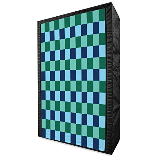 Ambesonne Navy and Teal Portable Fabric Wardrobe, Aquatic Colored Squares with Old Fashioned Polka Dots Retro Style Maritime, Clothing Organizer and Storage Closet with Shelves, 42.5