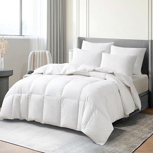 Goose Down Feather Pillows Set of 2 King Size Medium Firm Support Hotel Down Collection Bed Pillows for Sleeping(20 * 36in)