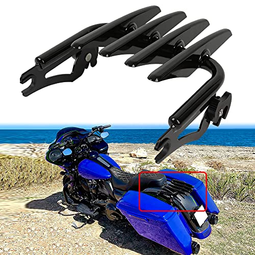DREAMIZER Black Detachable Two-Up Tour Pak Pack Mounting Luggage Rack Compatible for Harley FLHR FLHX 14-22