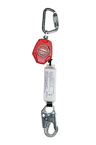 AFP Demon 6 Foot Double Web Leg Self Retracting Lifeline Safety Yoyo, Shock Pack Absorber, Aluminum Rebar Pelican Hook & Aluminum Carabiner Fall Protection Arrest Limiter SRL | OSHA & ANSI Rated