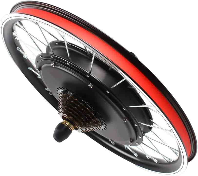 Electric Bicycle Motor Kit, Bike Motor Kit Front/Rear Wheel, E-Bike Brushless Gearless Motor 48V 1000W/ 36V 250W Wheel for 20'' Bike (LED 48V 1000W Rear Wheel)