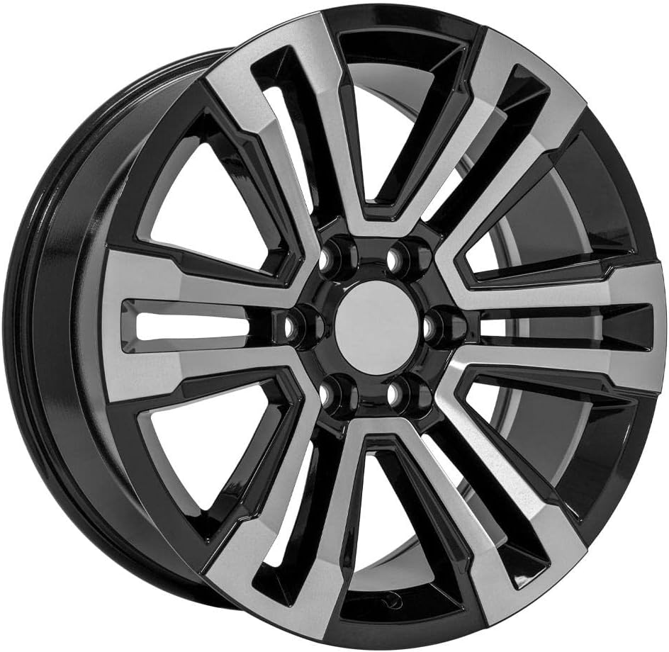OE Wheels LLC 20 inch Rim Fits 6x139.7 Silverado Suburban Tahoe Sierra Yukon Escalade CV44 20x9 Black Machined Wheels Hollander: 5822