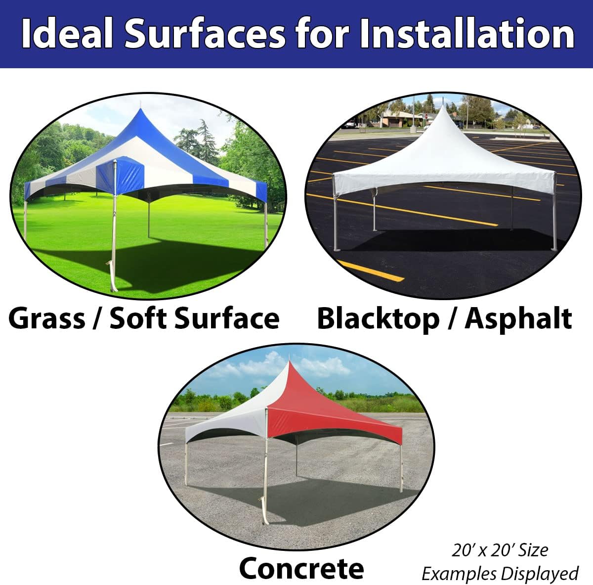 TentandTable 40' x 40' High Peak Hexagon Frame Party Tent, Red/White/Blue, Outdoor Waterproof Canopy Tent for Parties and Events, 9' Poles, 20.5' Height, 2.5 Inch Durable Aluminum Frame