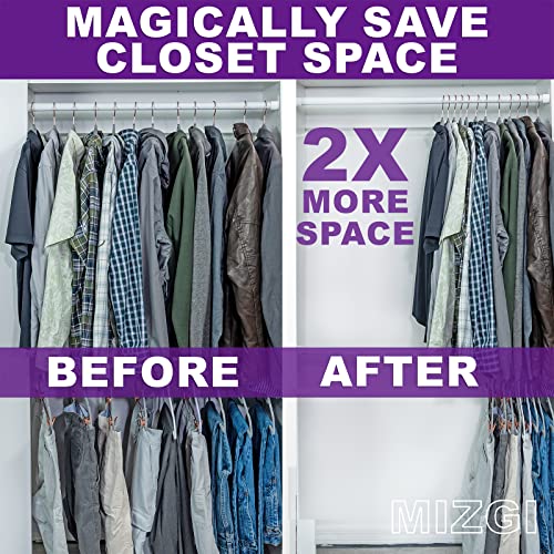 MIZGI Premium Velvet Hangers (50 Pack) Heavyduty - Non Slip Felt Hangers - Velvet Suit Hangers Black - Chrome Hooks,Space Saving Clothes Hangers