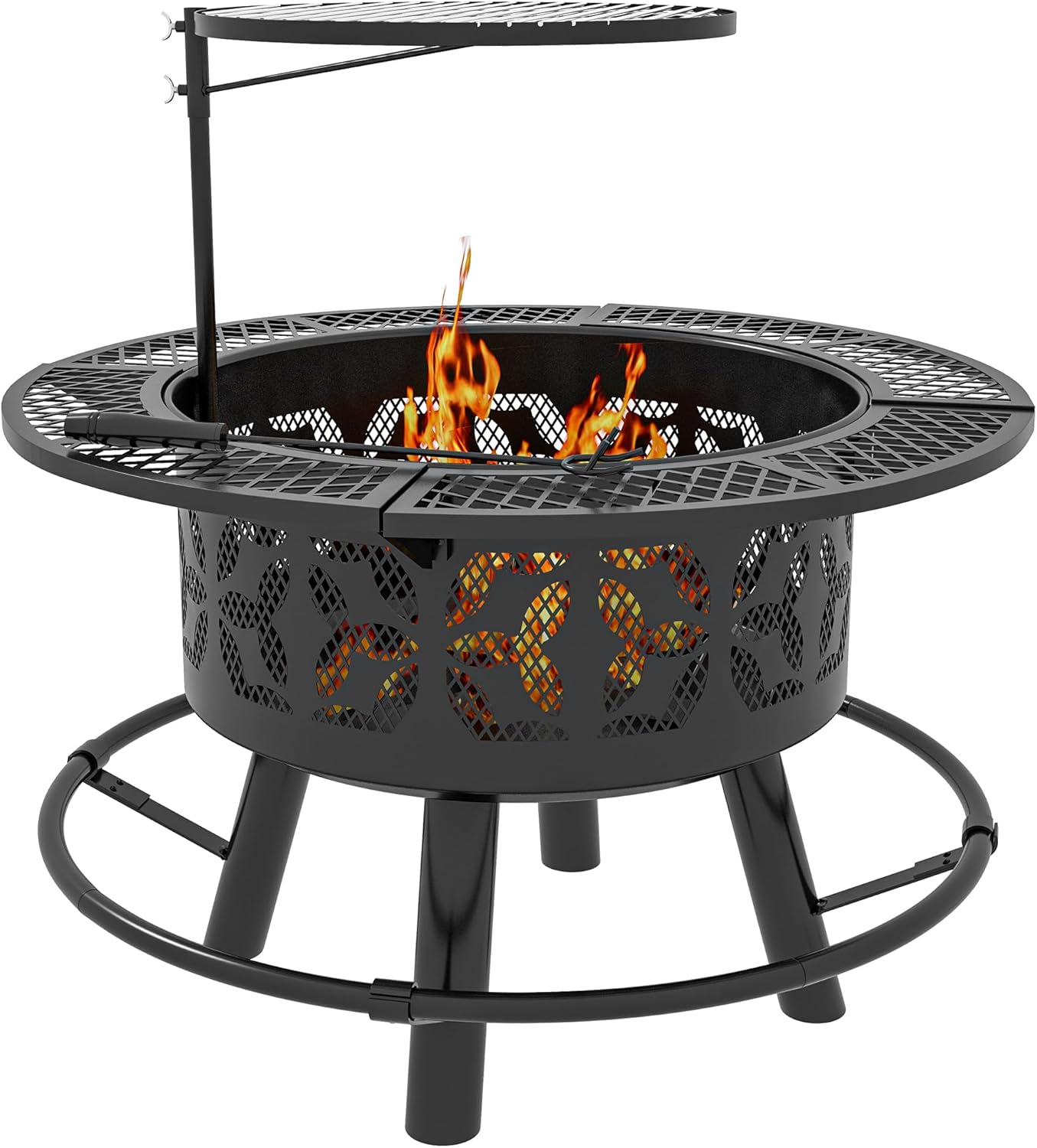 Outsunny 2-in-1 Fire Pit, BBQ Grill, 33