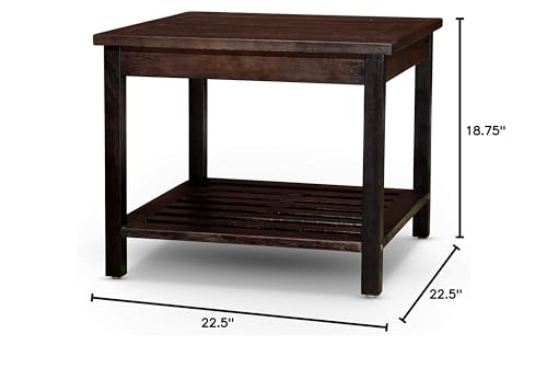 Side Table Modern Eucalyptus End Table with 2-Tier Open Storage Shelf, for Small Spaces, Bedroom, Living Room, Entryway, Farmhouse, 22.5