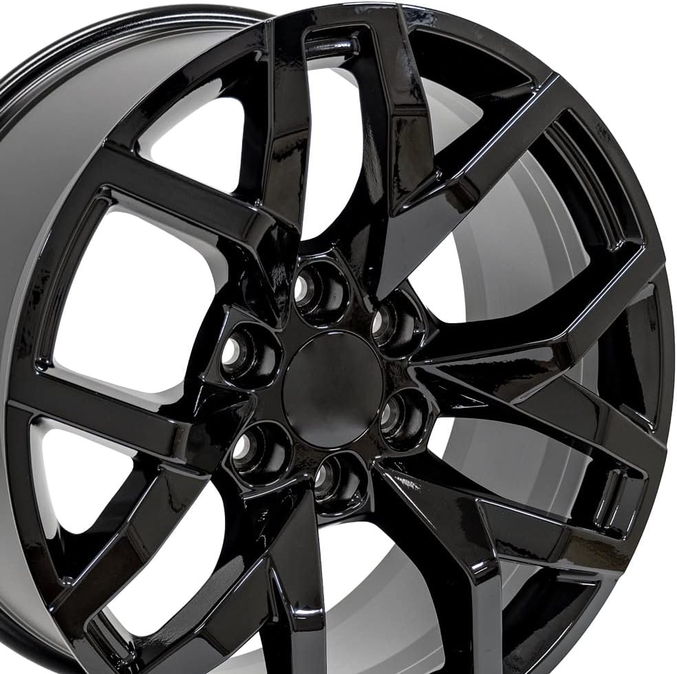 OE Wheels LLC 20 inch Rims Fits Chevy Silverado Tahoe Sierra Yukon Escalade Silverado CV66 20x9 Rim Gloss Black SET