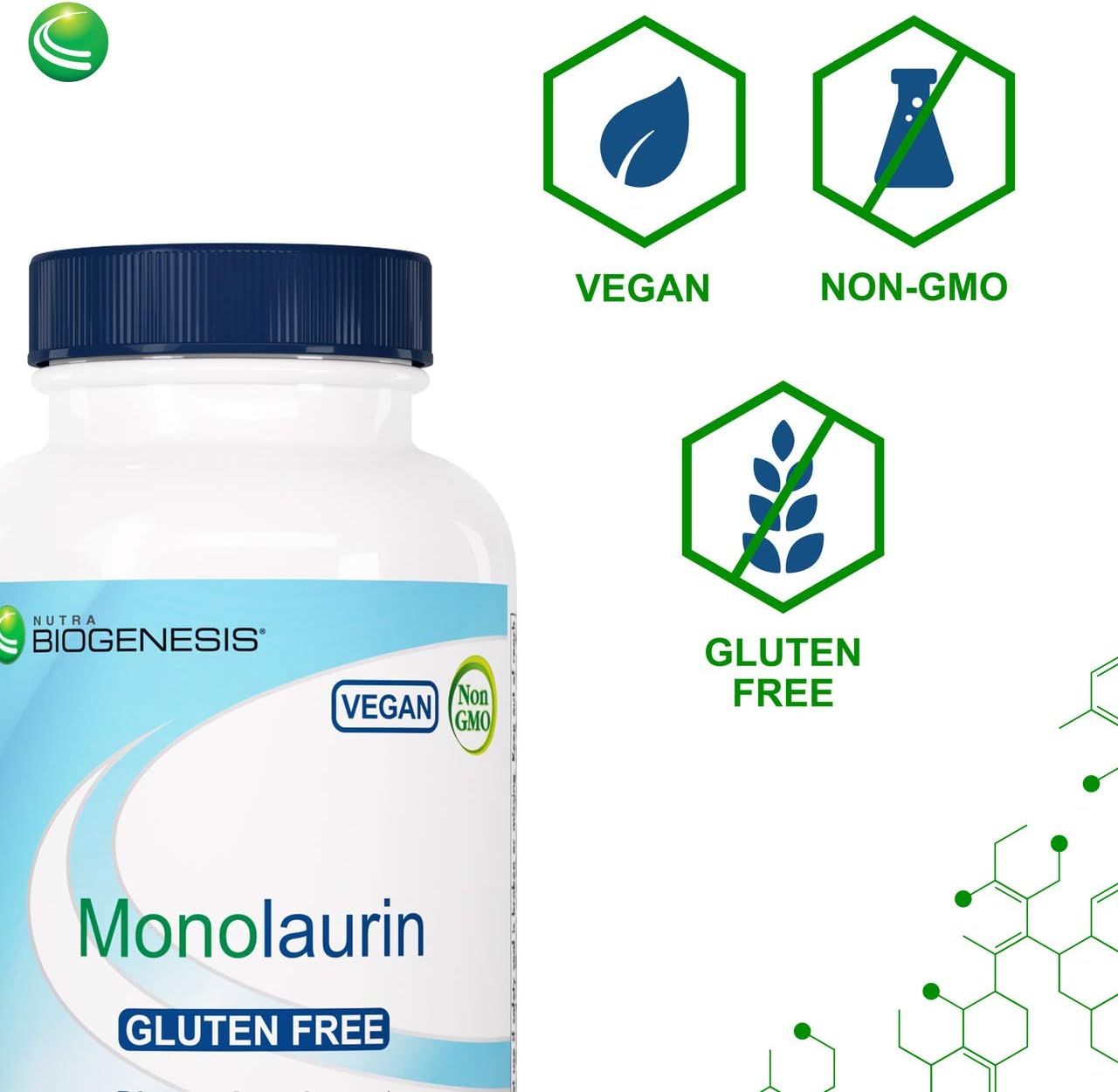 Nutra BioGenesis - Monolaurin - Vegan, Gluten Free, Non-GMO - 120 Capsules