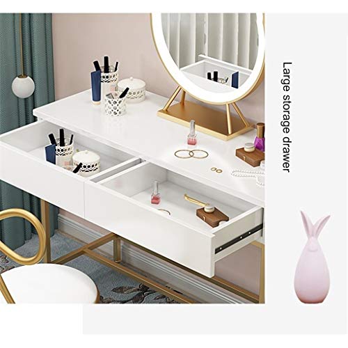Vanity Table Set Dressing Table Set,Children's White Wooden Makeup Dressing Table with 3 Drawers (Style B 80 * 40 * 75cm)