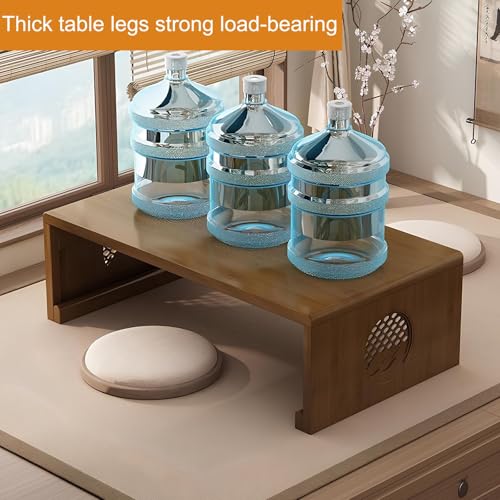 Bamboo Japanese Tea Table, Foldable Low Coffee Table for Sitting On The Floor, Portable Collapsable Table for Living Room, Dining Room, Home Decoration(120x50x31cm)