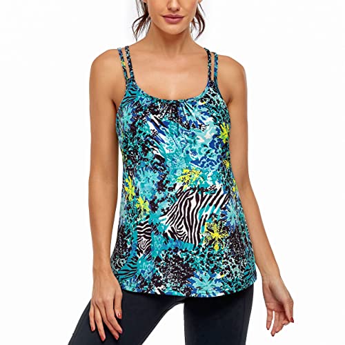 Hibelle Women's Workout Yoga Racerback Tank Tops with Built in Shelf Bra