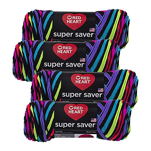 Red Heart Super Saver Yarn (4-Pack of 5oz Skeins) (Newspaper)