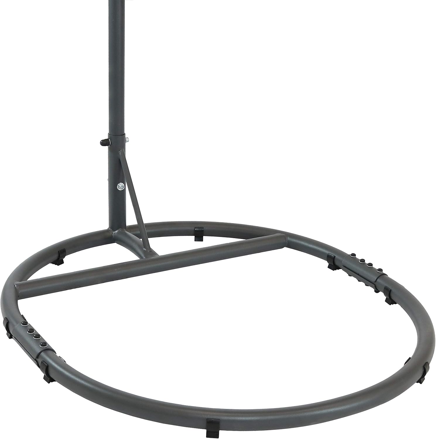 Sunnydaze Steel Egg Chair Stand with Extra-Wide Round Base - Black Powder-Coated Finish - 76 Inches H