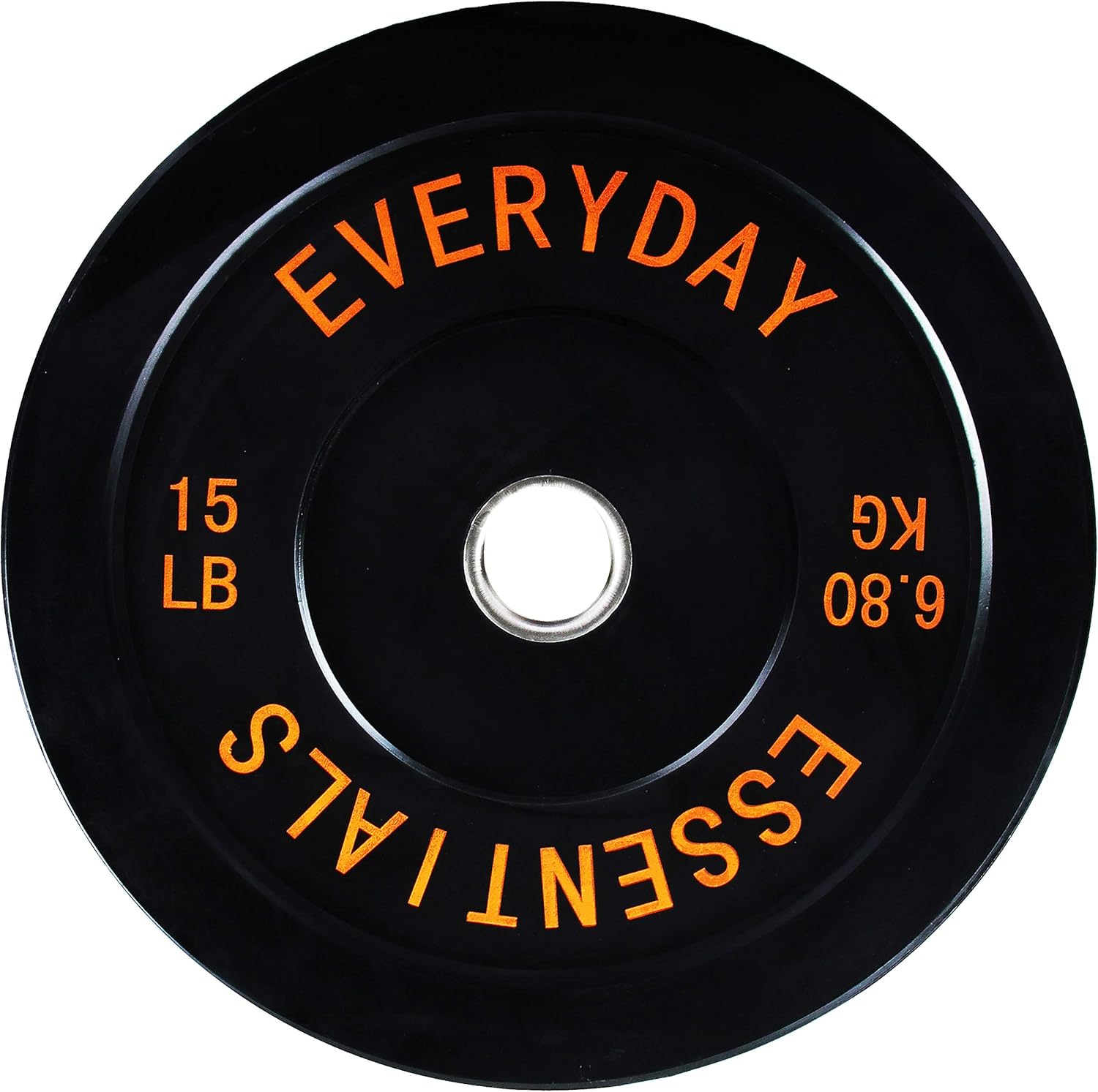 Signature Fitness Everyday Essentials Color Coded Olympic Bumper Plate Weight Plate w Steel Hub, Single, Black