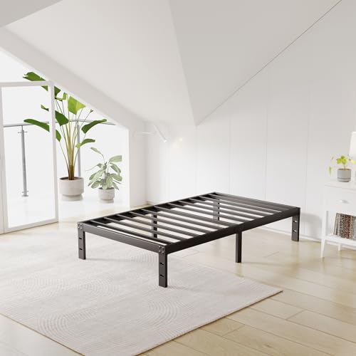 10 Inch Full Size Bed Frame Heavy Duty Metal Platform No Box Spring Needed, Non-slip Noise Free Easy Assembly, Black Bed Frames