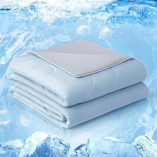 EASELAND Cooling Comforter King, Cold Touch Fabric Absorbs Body Heat, Double-Sided Cool Design Soft Fluffy Cooling Blanket for Night Sweats Hot Sleeper (Grey, King(108