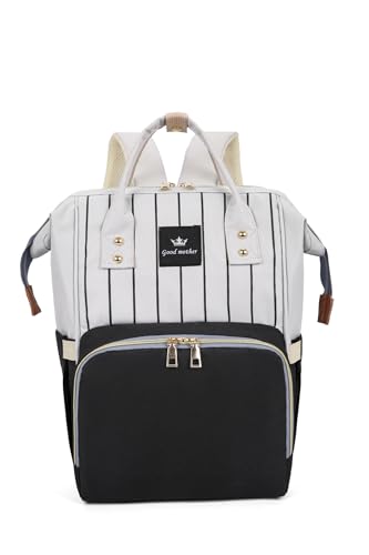 Diaper Bag Backpack, Waterproof Travel Backpack with 3 Insulated Pockets and a Wet Pocket and Stroller Straps (Black)