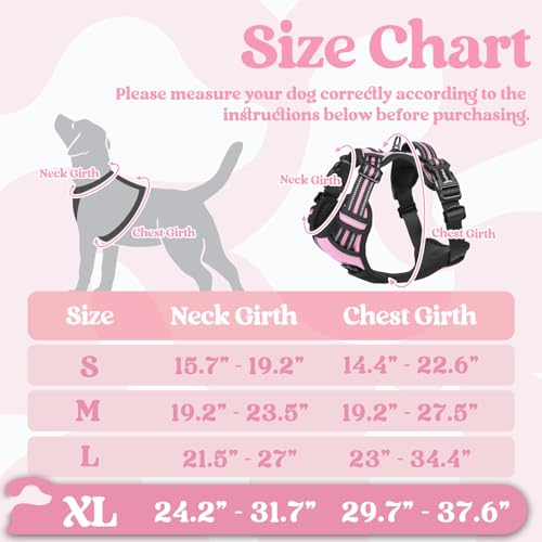 rabbitgoo Dog Harness for Large, No Pull Pet Harness with 3 Buckles, Adjustable Soft Padded Dog Vest with Instant Control Handle, Easy Walking Reflective Pet Vest for Large Dogs, Black, L