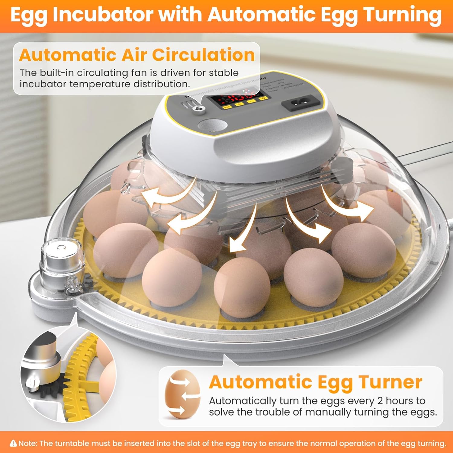 Incubators for Hatching Eggs, 18-60 Eggs Incubator with Automatic Egg Turning and Auto Water Adding with Egg Candle, Incubator for Chicken Eggs with 2 Egg Trays, 2 Feeding Plates