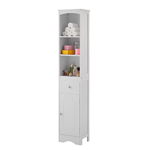 Tall Bathroom Storage Cabinet with 2 Doors & Drawer, 64