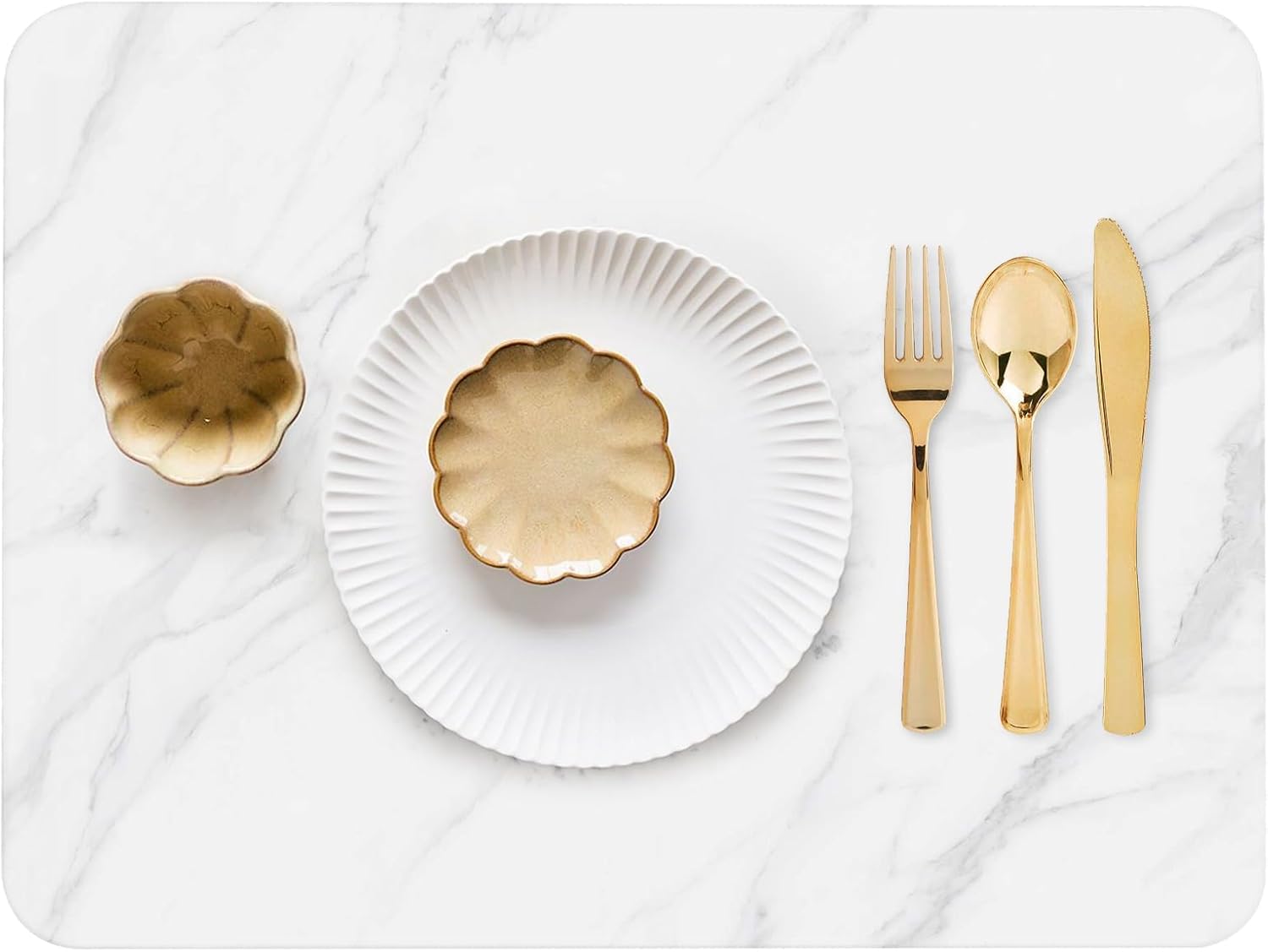 Stone Drying Mat for Kitchen Counter, Super Absorbent, Fast Drying Stone Mat Kitchen, Heat Resistant, Non-Slip Stone Dish Drying Mat, Diatomaceous Earth Dish Drying Mat, (16x12 Inch, White Marble)