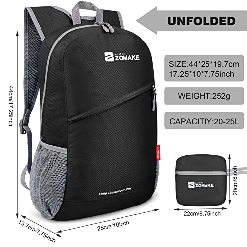 ZOMAKE Lightweight Packable Backpack 20L - Foldable Backpack Small Daypack Hiking Backpack Water-Resistant Day Bag for Travel