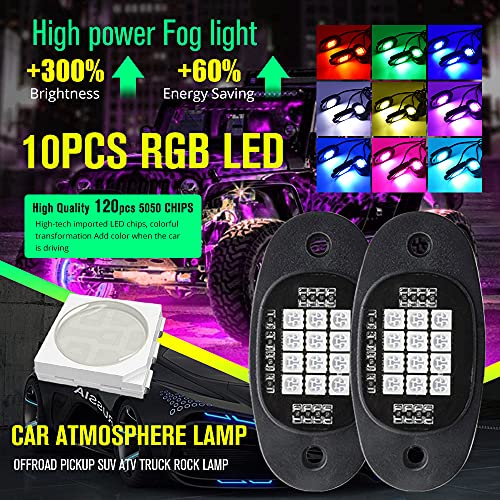4pcs LED Strip Light Kits Automobile Chassis Lamp with APP Control RGB Multi-Color Atmosphere Underglow Lights, 12V Waterproof LED Chassis Atmosphere Lamp for All Cars.(4 Light Bars)
