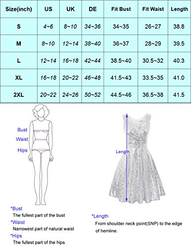 GRACE KARIN Women's Sequin Dresses Sleeveless V-Neck Sparkly Glitter Evening Party Dress