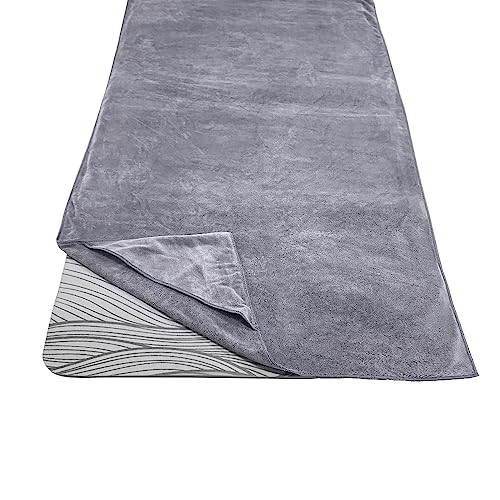 JBM Yoga Towel 72 inch x 26 inch Yoga Mat Towel Soft Non Slip Yoga Blanket Sweat Absorbent Folded Yoga Mat Towel for Yoga Meditation Pilates and Workout - One Size Fits All (Gray, Yoga Towel)