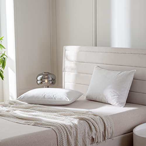 Luxury Goose Feathers Down Pillow King Size, Hotel Quality Fluffy Bed Pillow, Soft Pillow for Sleeping, Organic Cotton Cover(20x36”, Pack of 1)