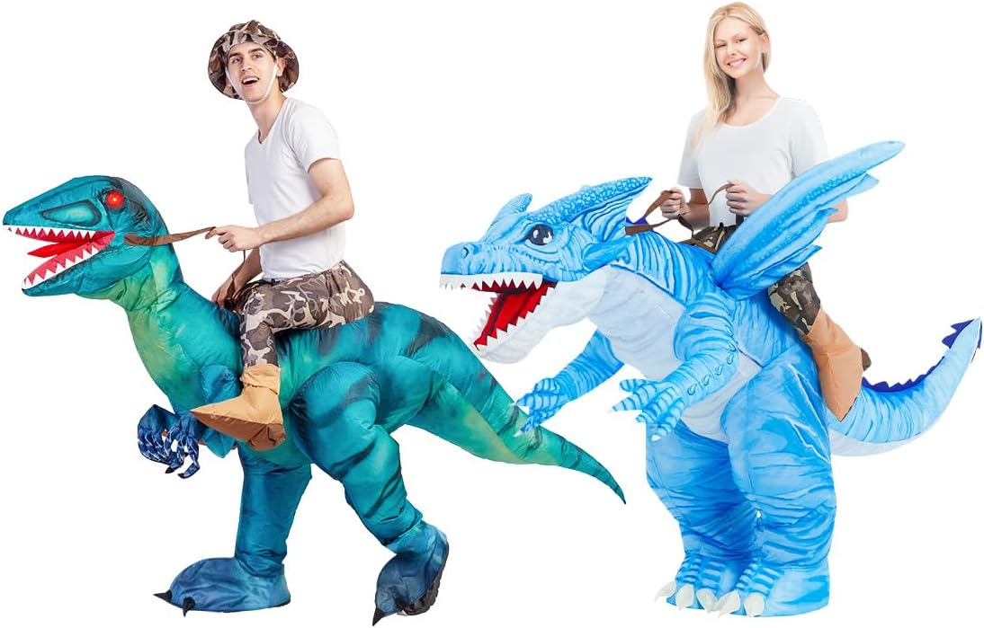 GOOSH Inflatable Dinosaur Costume for Adult 72IN and Inflatable Riding T Rex for Adult 72IN
