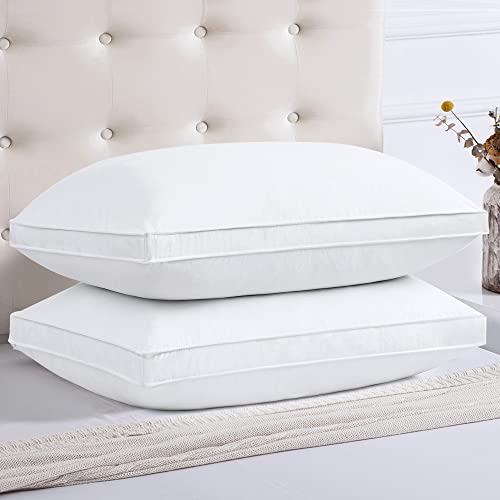 puredown® Goose Feathers and Down Pillows, White Bed Pillows for Sleeping, 100% Cotton Cover Hotel Collection, King Size Set of 2