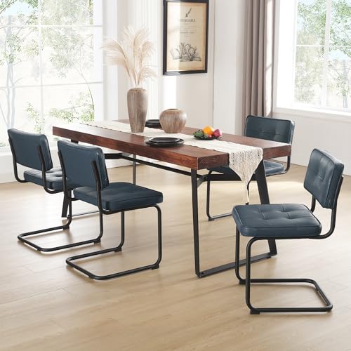 ONEVOG Mid-century Modern Dining Chairs, Kitchen Dining Room Chairs Set of 2, Upholstered Kitchen Chairs with Curved Back, Armless Chair for Small Dining Area