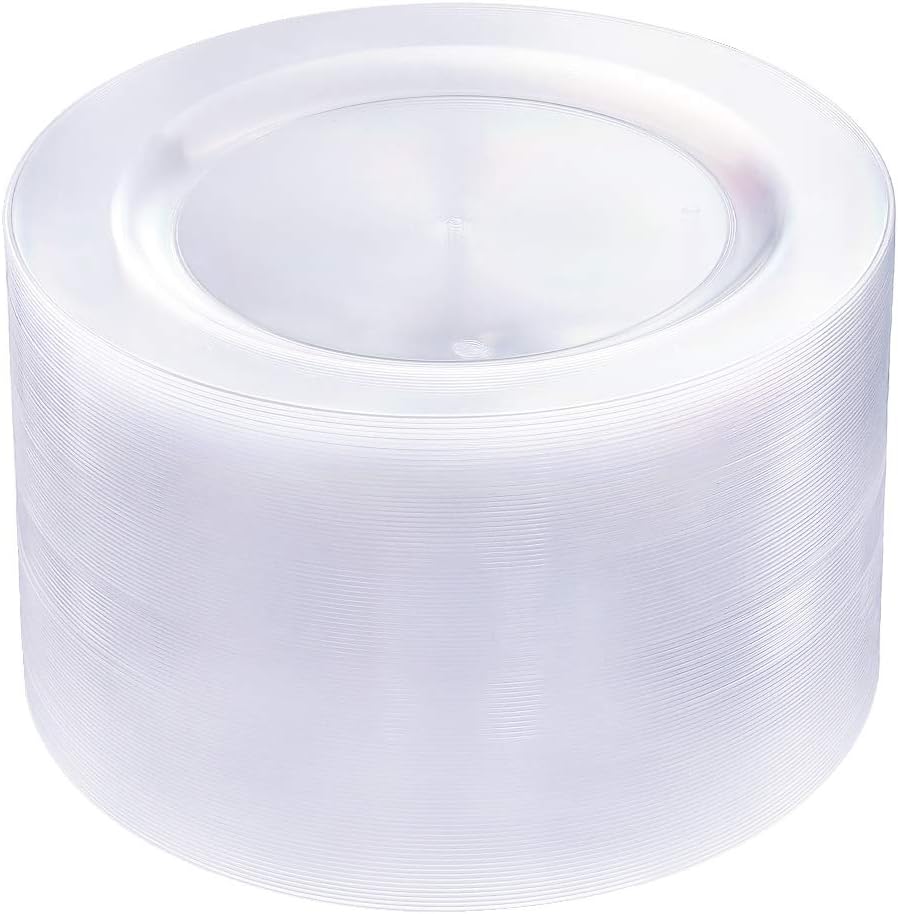 bUCLA 100Pieces Clear Plastic Plates -10.25inch Dinner Plates- Premium Weddings & Party Plates