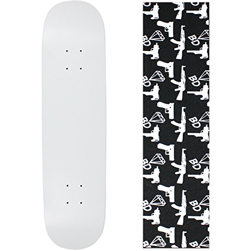 Skateboard Deck Pro 7-Ply Canadian Maple DIP WHITE with Griptape